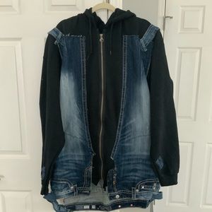 Black/Denim Hoodie Hybrid Jacket